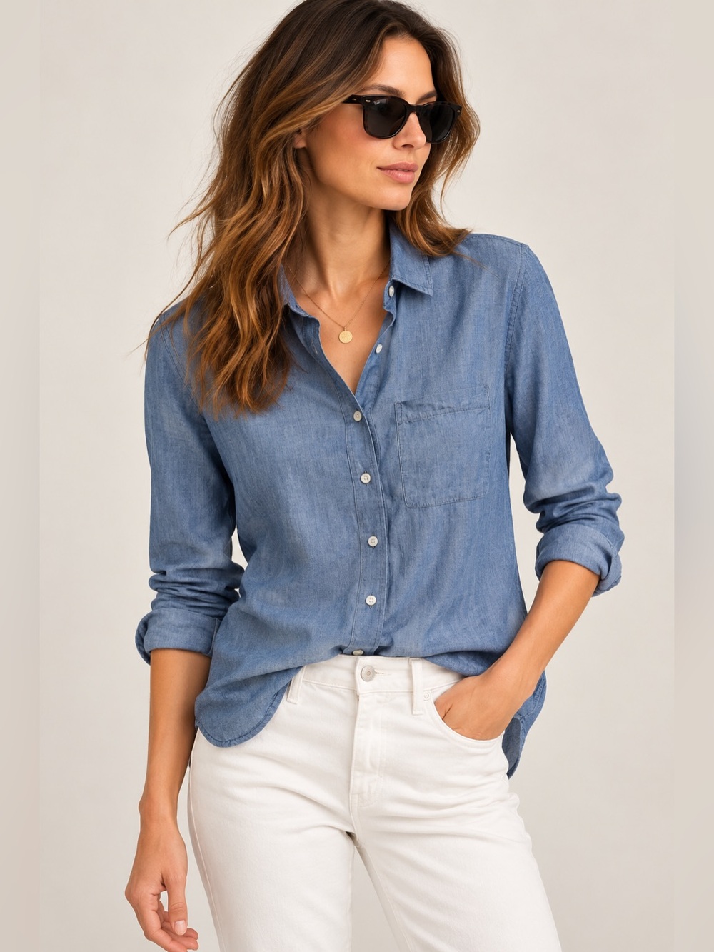 NWT LOFT Chambray Button-Down Shirt – Size XS